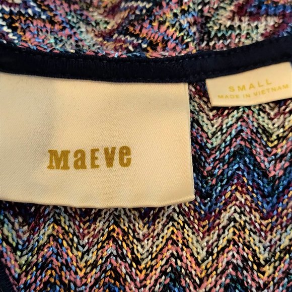 Maeve Womens Multicolor Westwater Chevron Drop Waist Slip Lined Knit Dress S - Picture 9 of 11